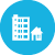large building and house